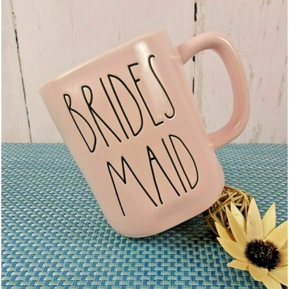 New Rae Dunn "Bridesmaid" Coffee Tea Mug Pink Ceramic Bridal Wedding Farmhouse